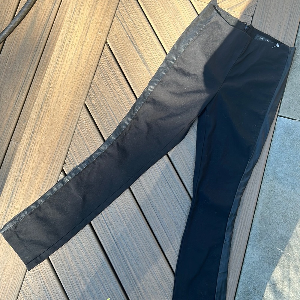 RAG & BONE Black High Rise Leather Trim Pant